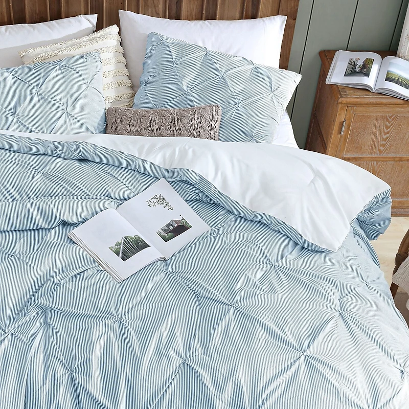 Swift Home Striped Pintuck Midweight Down Alternative Comforter Set