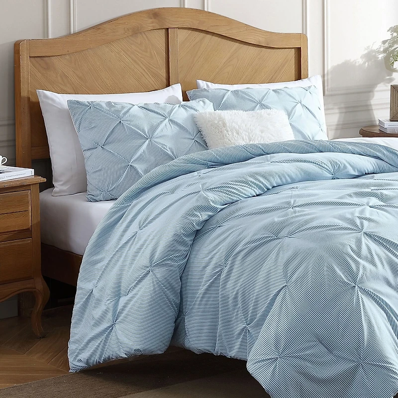 Swift Home Striped Pintuck Midweight Down Alternative Comforter Set