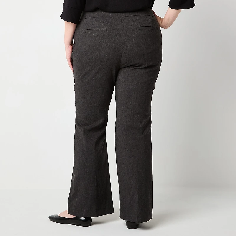 Liz Claiborne Lisa Womens Plus Flare Mid Rise Pull-On Pant