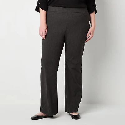 Liz Claiborne Lisa Womens Plus Flare Mid Rise Pull-On Pant