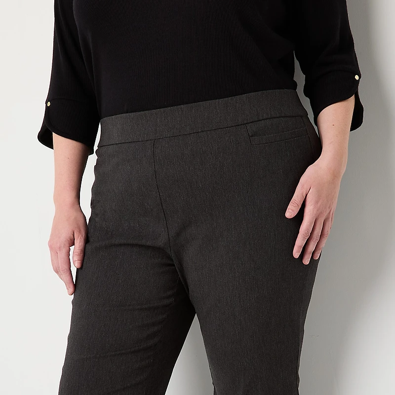 Liz Claiborne Lisa Womens Plus Flare Mid Rise Pull-On Pant
