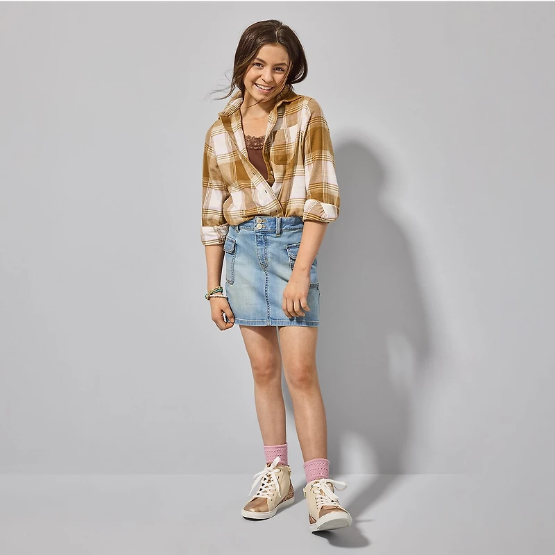 Thereabouts Little & Big Kid Girls Long Sleeve Cuffed Regular Fit Button-Down Shirt