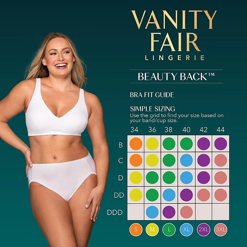 Vanity Fair® Beauty Back® Simple Sizing Wireless Bra with Lift - 72164