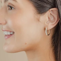 (G-Si2) Womens 1 CT. T.W. Lab Grown White Diamond 10K Gold 21.9mm Hoop Earrings