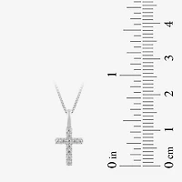 (I / I2) Womens 1/10 CT. T.W. Lab Grown White Diamond 10K Gold Cross 18 Inch Pendant Necklace