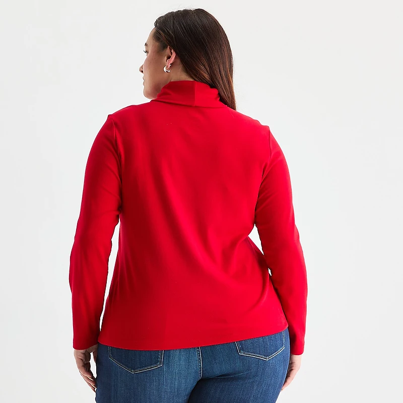 St. John's Bay Womens Plus Long Sleeve Turtleneck