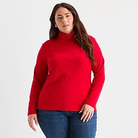 St. John's Bay Womens Plus Long Sleeve Turtleneck