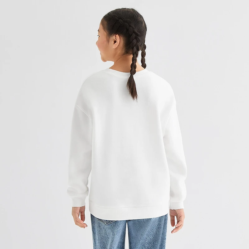 Eyeshadow Big Kid Girls Crew Neck Fleece Long Sleeve Sweatshirt