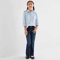Thereabouts Little & Big Kid Girls Long Sleeve Cuffed Regular Fit Button-Down Shirt