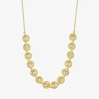 RM Rebecca Minkoff Womens White Cubic Zirconia 14K Gold Over Brass 17 Inch Tennis Necklace