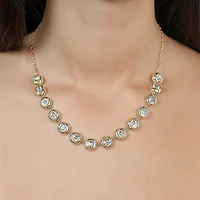 RM Rebecca Minkoff Womens White Cubic Zirconia 14K Gold Over Brass 17 Inch Tennis Necklace