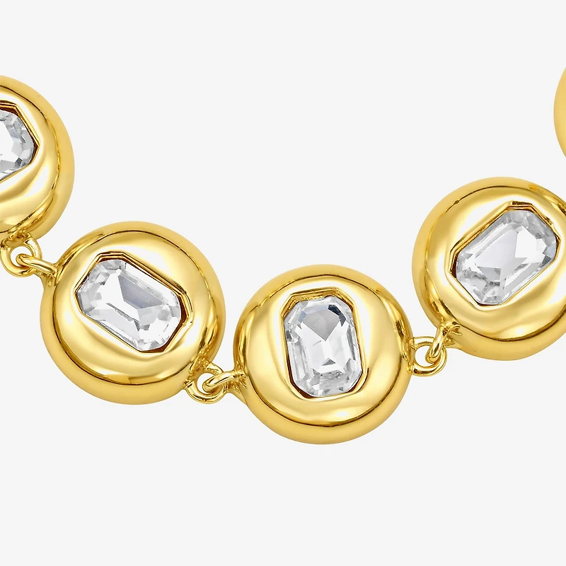 RM Rebecca Minkoff Womens White Cubic Zirconia 14K Gold Over Brass 17 Inch Tennis Necklace