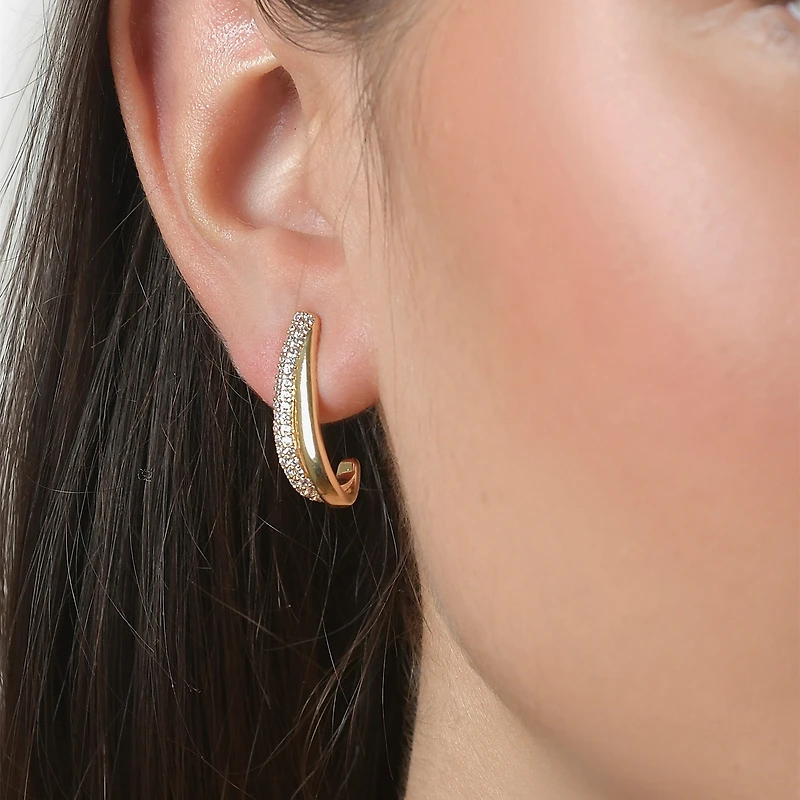 Rebecca Minkoff White Cubic Zirconia 14K Gold Over Brass 2.5mm Stud Earrings