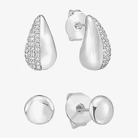 RM Rebecca Minkoff Womens White Cubic Zirconia 2 Pair Earring Set