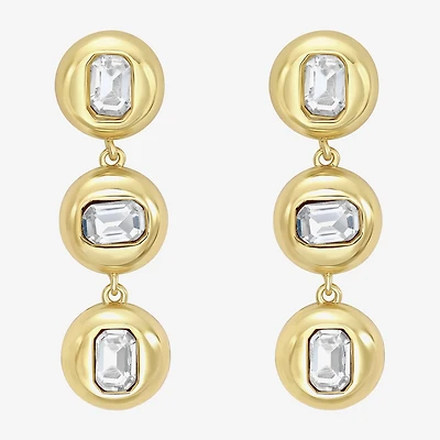 Rebecca Minkoff Womens White Cubic Zirconia 14K Gold Over Brass Drop Earrings