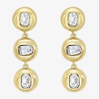 Rebecca Minkoff Womens White Cubic Zirconia 14K Gold Over Brass Drop Earrings