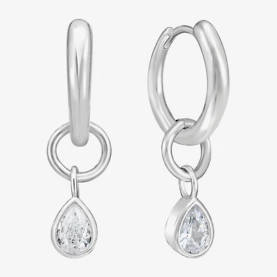 Rebecca Minkoff Womens White Cubic Zirconia 1.5mm Hoop Earrings