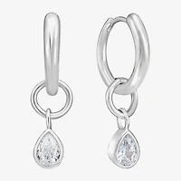 RM Rebecca Minkoff Womens White Cubic Zirconia 1.5mm Hoop Earrings