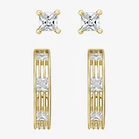 RM Rebecca Minkoff Womens White Cubic Zirconia 14K Gold Over Brass Pair Earring Set