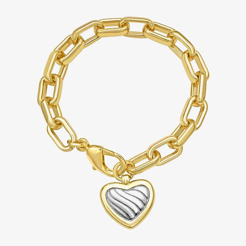 Rebecca Minkoff Gold Addiction Womens 14K Gold Over Brass Heart Charm Bracelet