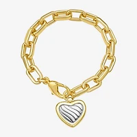 Rebecca Minkoff Gold Addiction Womens 14K Gold Over Brass Heart Charm Bracelet