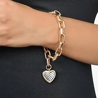 Rebecca Minkoff Gold Addiction Womens 14K Gold Over Brass Heart Charm Bracelet