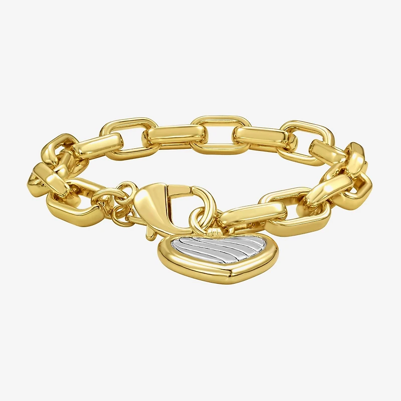 Rebecca Minkoff Gold Addiction Womens 14K Gold Over Brass Heart Charm Bracelet