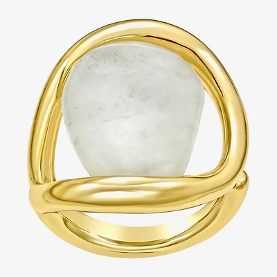 Rebecca Minkoff Womens Agate 14K Gold Over Brass Cocktail Ring