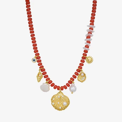 RM Rebecca Minkoff Womens 14K Gold Over Brass 16 Inch Beaded Necklace
