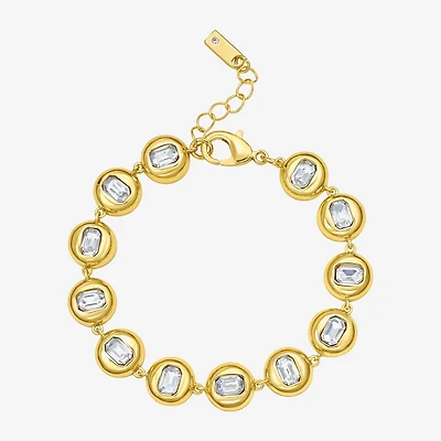Rebecca Minkoff Womens Cubic Zirconia 14K Gold Over Brass 7.5 Inch Tennis Bracelet