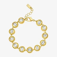 Rebecca Minkoff Womens Cubic Zirconia 14K Gold Over Brass 7.5 Inch Tennis Bracelet
