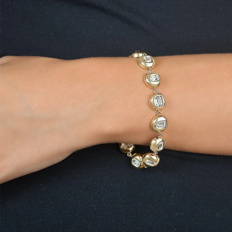 Rebecca Minkoff Womens Cubic Zirconia 14K Gold Over Brass 7.5 Inch Tennis Bracelet