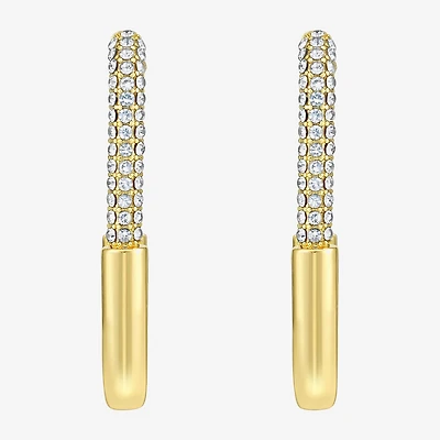 Rebecca Minkoff Womens White Cubic Zirconia 14K Gold Over Brass 3.5mm Hoop Earrings