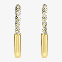 Rebecca Minkoff Womens White Cubic Zirconia 14K Gold Over Brass 3.5mm Hoop Earrings