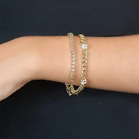 RM Rebecca Minkoff Diamond Accent Womens 14K Gold Over Brass 7.5 Inch Solid Curb Chain Bracelet