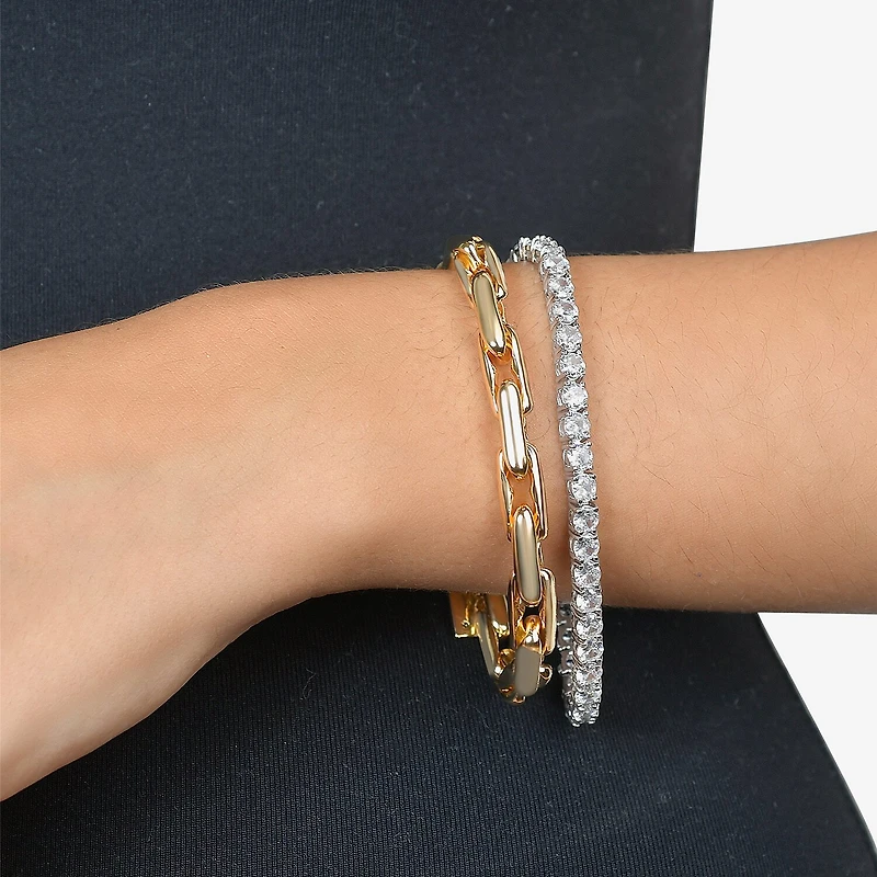 Rebecca Minkoff Infinite Gold Womens 14K Gold Over Brass Solid 7.5 Inch Link Bracelet