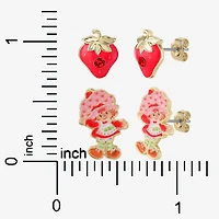 Strawberry Shortcake Red Crystal 18K Gold Over Brass 16.9mm Round Strawberry Shortcake Stud Earrings