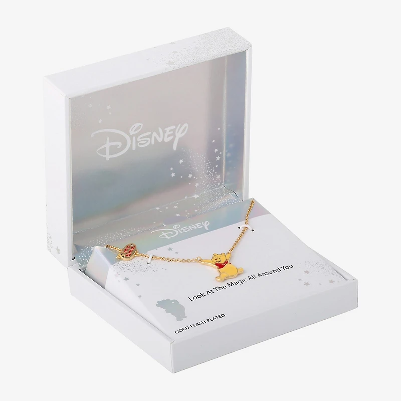 Disney Womens Crystal 18K Gold Over Brass Round 18 Inch Pendant Necklace