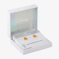 Disney Crystal 18K Gold Over Brass 11.8mm Round Winnie The Pooh Stud Earrings