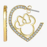 Disney Womens Crystal 18K Gold Over Brass 25.5mm Round Minnie Mouse Hoop Earrings