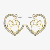 Disney Womens Crystal 18K Gold Over Brass 25.5mm Round Minnie Mouse Hoop Earrings