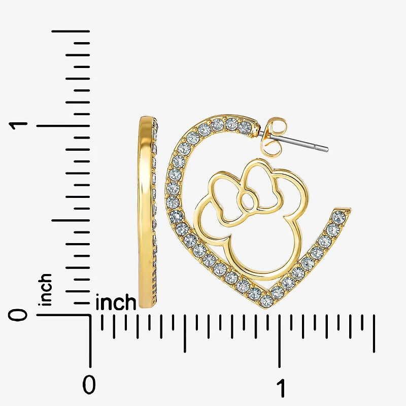 Disney Womens Crystal 18K Gold Over Brass 25.5mm Round Minnie Mouse Hoop Earrings