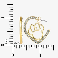 Disney Womens Crystal 18K Gold Over Brass 25.5mm Round Minnie Mouse Hoop Earrings