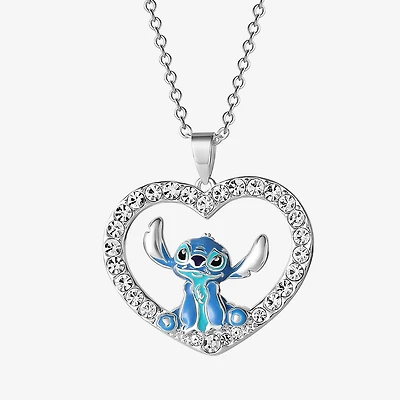 Disney Collection Womens Crystal Pure Silver Over Brass Round 18 Inch Pendant Necklace