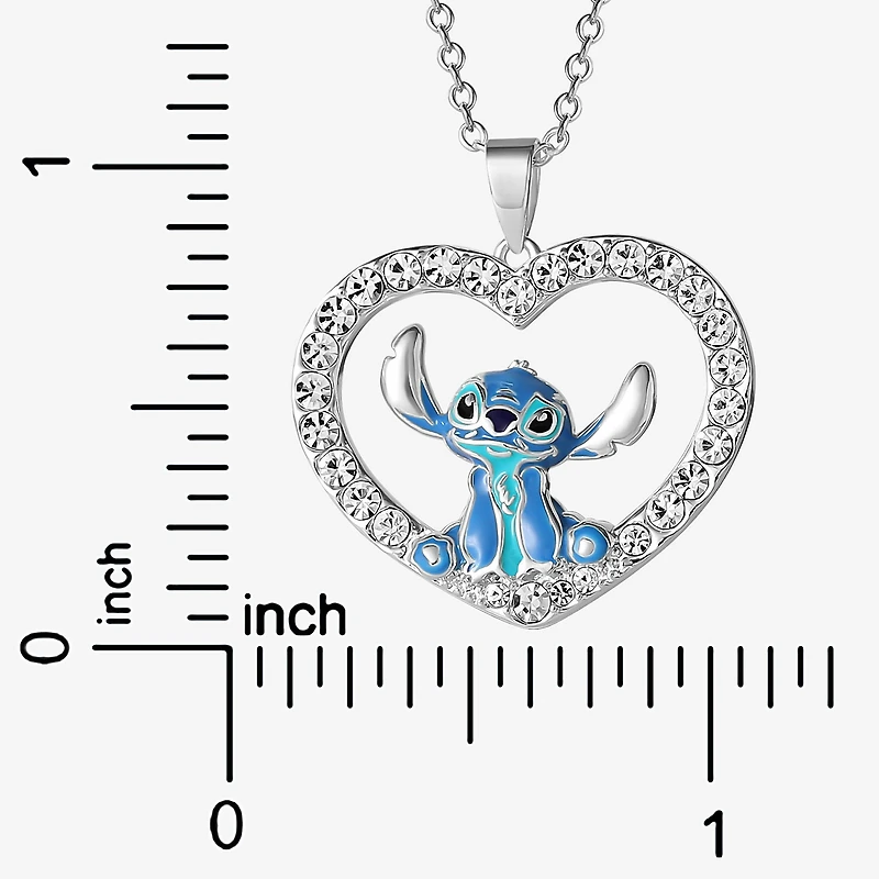 Disney Collection Womens Crystal Pure Silver Over Brass Round 18 Inch Pendant Necklace