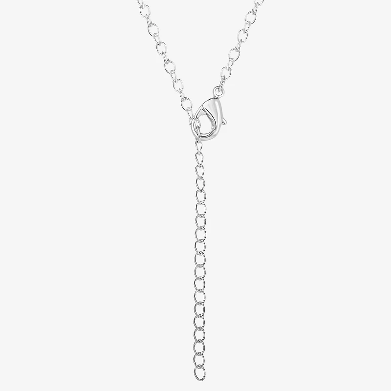 Womens Red Crystal Pure Silver Over Brass Round 18 Inch Pendant Necklace