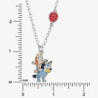 Womens Red Crystal Pure Silver Over Brass Round 18 Inch Pendant Necklace