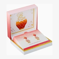Strawberry Shortcake Womens Red Crystal 18K Gold Over Brass 38.2mm Round Strawberry Shortcake Hoop Earrings