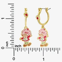 Strawberry Shortcake Womens Red Crystal 18K Gold Over Brass 38.2mm Round Strawberry Shortcake Hoop Earrings