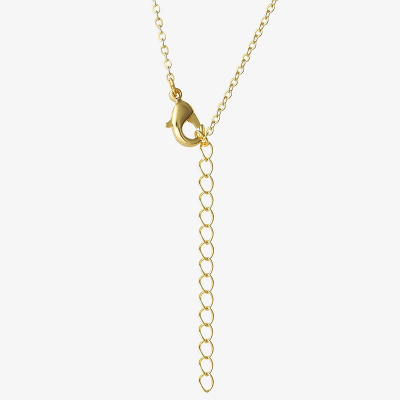 Womens Crystal 18K Gold Over Brass Round 18 Inch Pendant Necklace